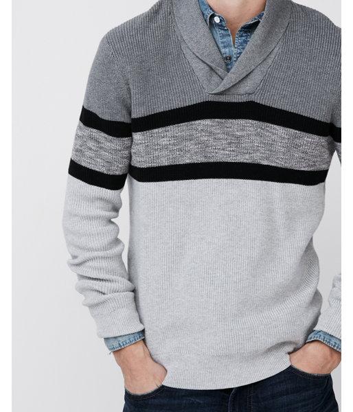 Express Mens Shawl Collar Color Block Popover