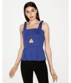 Express Womens Tie-strap Cut-out Peplum Tank