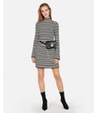 Express Womens Striped Ribbed Mock Neck Dress