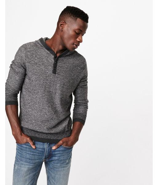 Express Mens Slub Henley Hooded