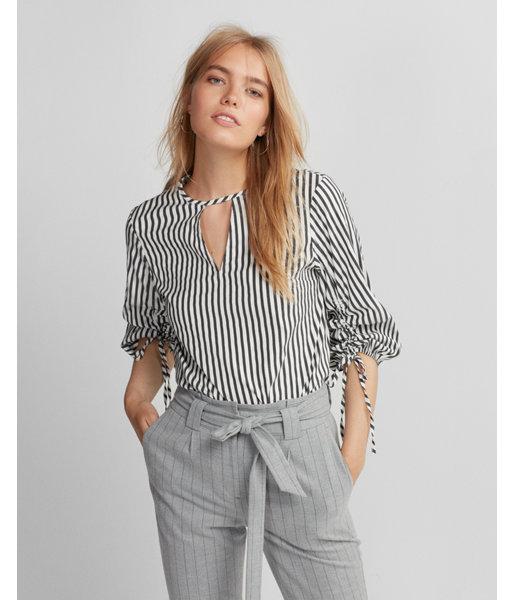 Express Womens Stripe Tie-sleeve Blouse