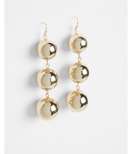 Express Womens Triple Metal Ball Linear Drop Earrings