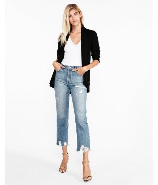Express Womens Ribbed Roll Neck Cardigan