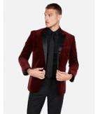 Express Mens Slim Burgundy Velvet Tuxedo Jacket