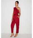 Express Womens One Shoulder Ruffle Front Jumpsuit