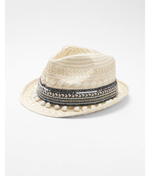 Express Womens Pom Embellished Fedora