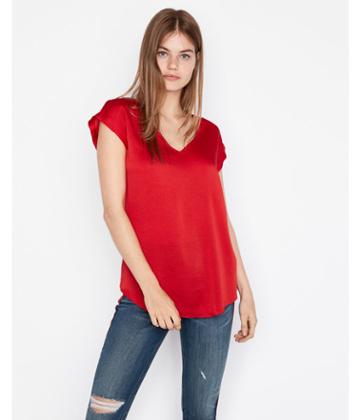 Express Womens Satin V-neck Gramercy Tee