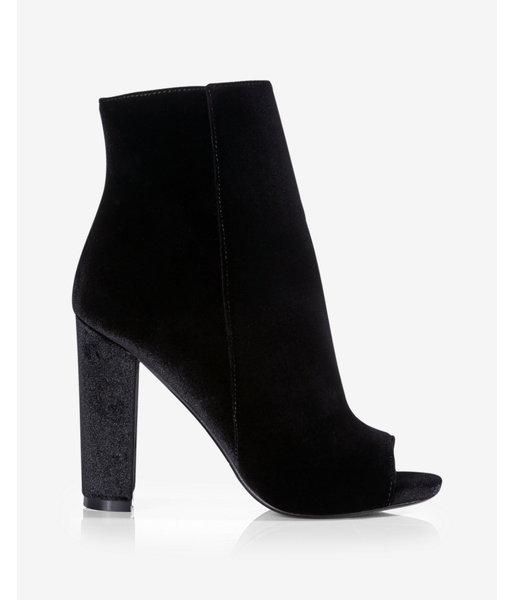 Express Womens Velvet Peep-toe Bootie