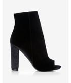 Express Womens Velvet Peep-toe Bootie