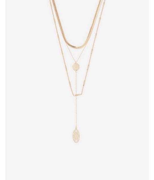 Express Womens Multi-chain Layered Filigree Necklace