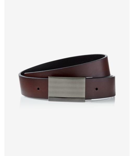 Express Mens 2-in-1 Reversible Stripe Plaque Belt