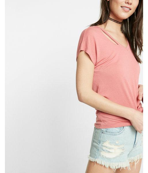 Express Slash Double V Dolman Tee
