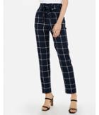Express Womens High Waisted Windowpane Paperbag Ankle Pant