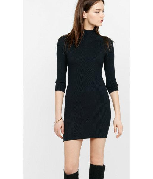 Express Women's Dresses Mock Neck Engineered Rib