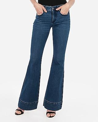Express Womens Mid Rise Denim Perfect Bell Flare Jeans