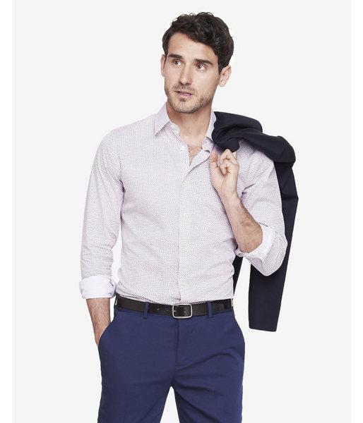 Express Mens Extra Slim Microsquare Print Dress