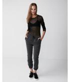 Express Womens Fitted Sheer Crew Neck Top