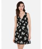 Express Womens Floral Covered-button Front Fit And Flare Dress