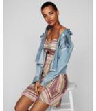 Express Womens Striped Cut-out Ruffle Hem Cotton Dress