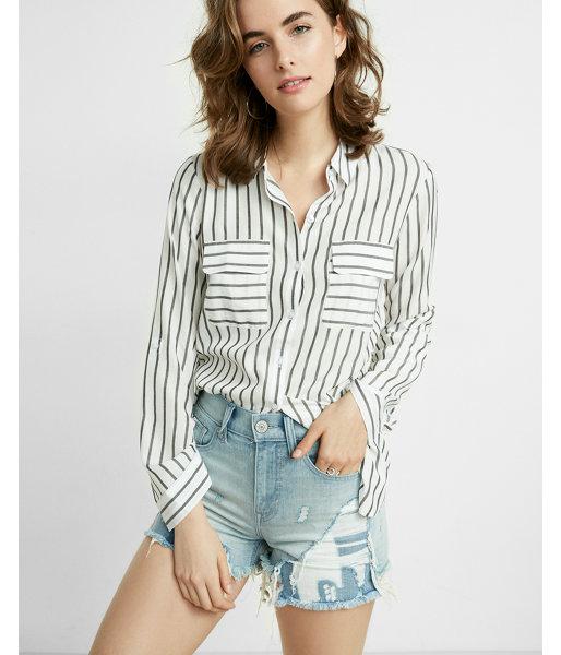 Express High Waisted Destroyed Cutoff Denim