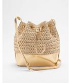 Express Womens Metallic Straw Bucket Bag