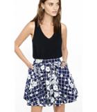 Express Women's Skirts Navy Geo Floral High Waisted Pleated