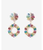 Express Womens Rainbow Double Burst Statement Earrings