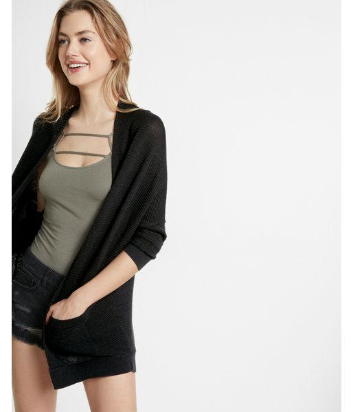 Express Textured Drop Shoulder Open Cover-up