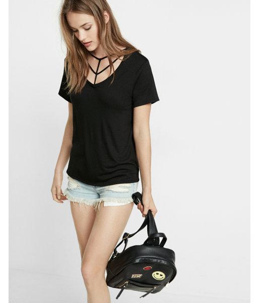 Express Womens Express One Eleven Strappy V-neck Tee