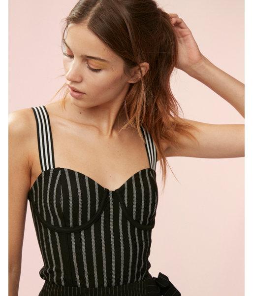 Express Womens Striped Ponte Knit Corset Top