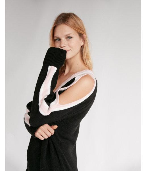 Express Womens Athletic Stripe V-neck Cold Shoulder