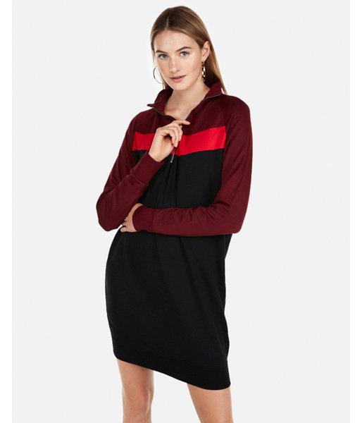 Express Womens Color Block Sweatshirt Dress