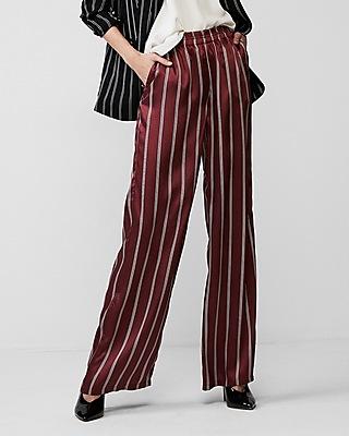 Express Womens Mid Rise Stripe Wide Leg Palazzo Pant