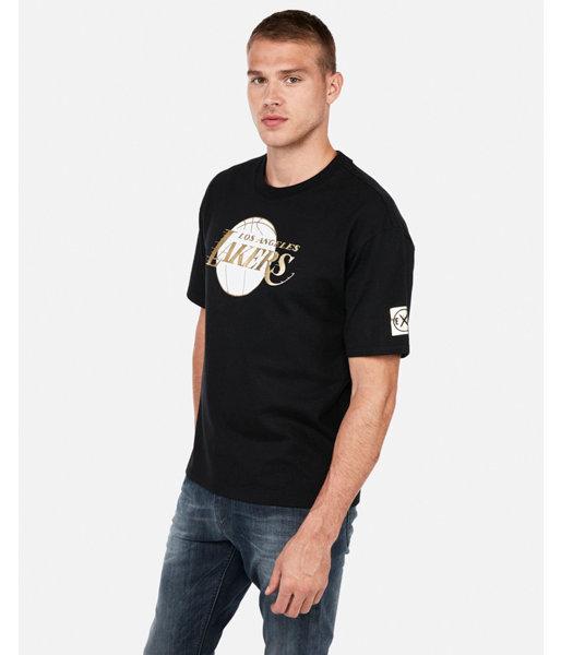 Express Mens Los Angeles Lakers Nba Heavy Weight Foil Graphic Tee