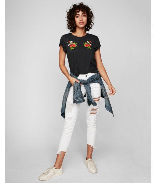 Express Womens Express One Eleven Rose Easy Crew Neck Tee