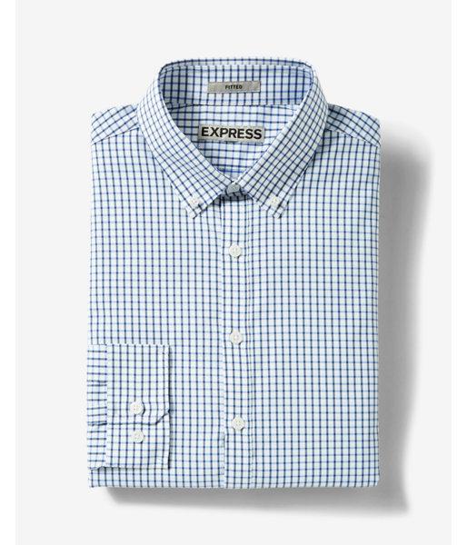 Express Fitted Easy Care Plaid Nylon Button-down Dress