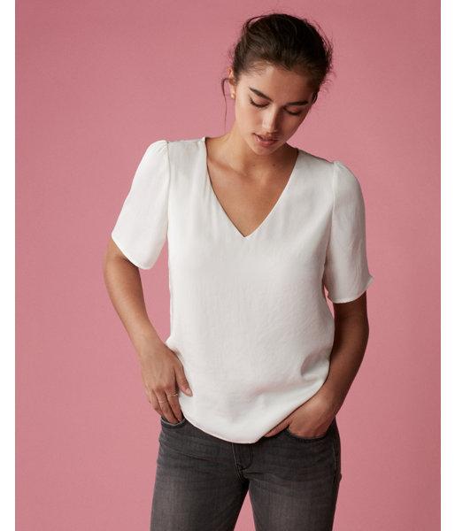 Express Satin V-neck Tee