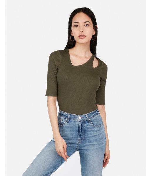 Express Womens Express One Eleven Asymmetrical Cut-out Top