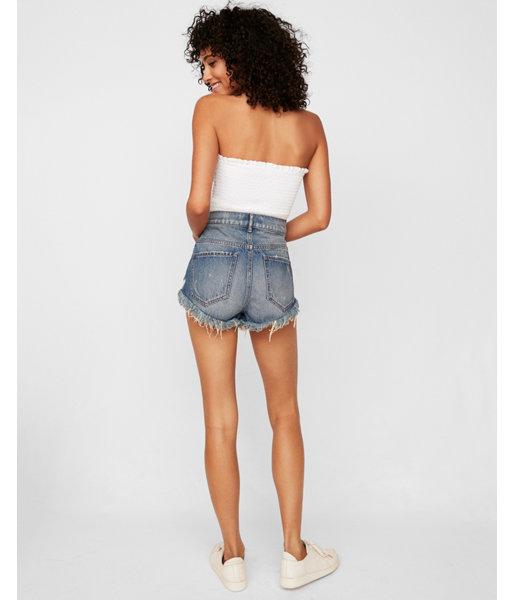 Express Womens Super High Waisted Cutoff Denim