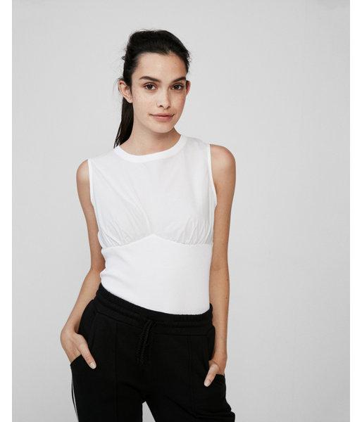 Express Womens Woven Mix Modern Rib Corset Tank