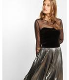 Express Womens Velvet And Mesh Cropped Top