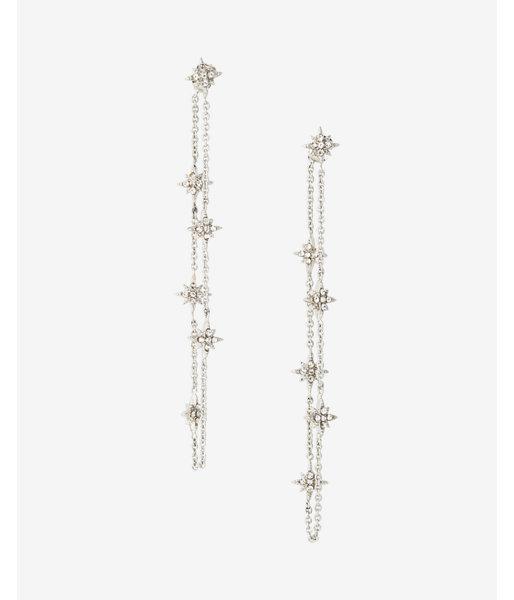 Express Womens Celestial Linear Fringe Drop Earrings
