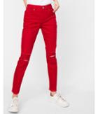 Express Womens High Waisted Red Stretch Skinny Ankle Jean