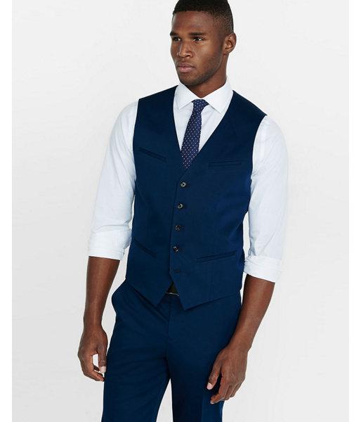 Express Mens Cotton Sateen Navy Blue Vest