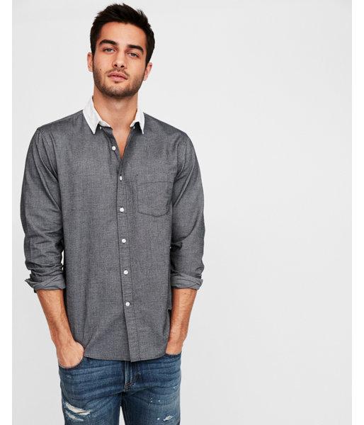Express Mens Slim White Collar Oxford