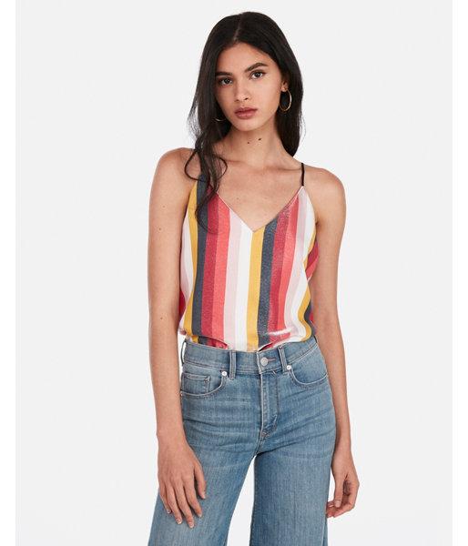 Express Womens Shimmer Striped Downtown Cami