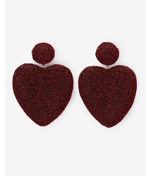 Express Womens Metallic Fabric Heart Drop Earrings