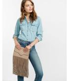 Express Womens Genuine Suede Fringe Clutch