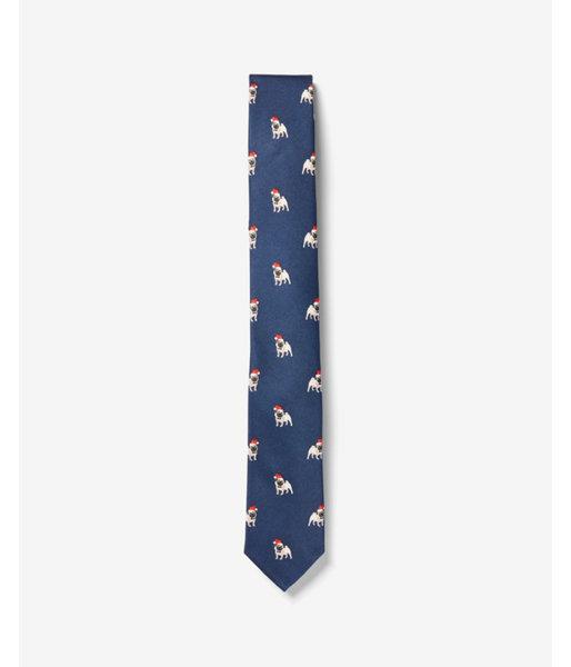 Express Mens Slim Holiday Pug Print Tie