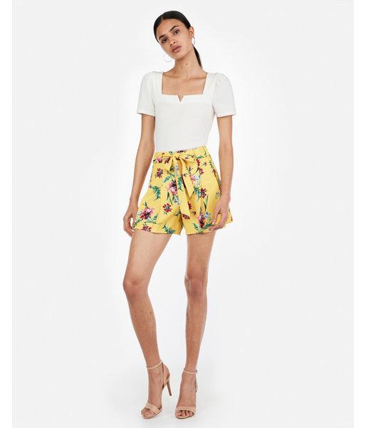 Express Womens Super High Waisted Pleated Tie Waist
